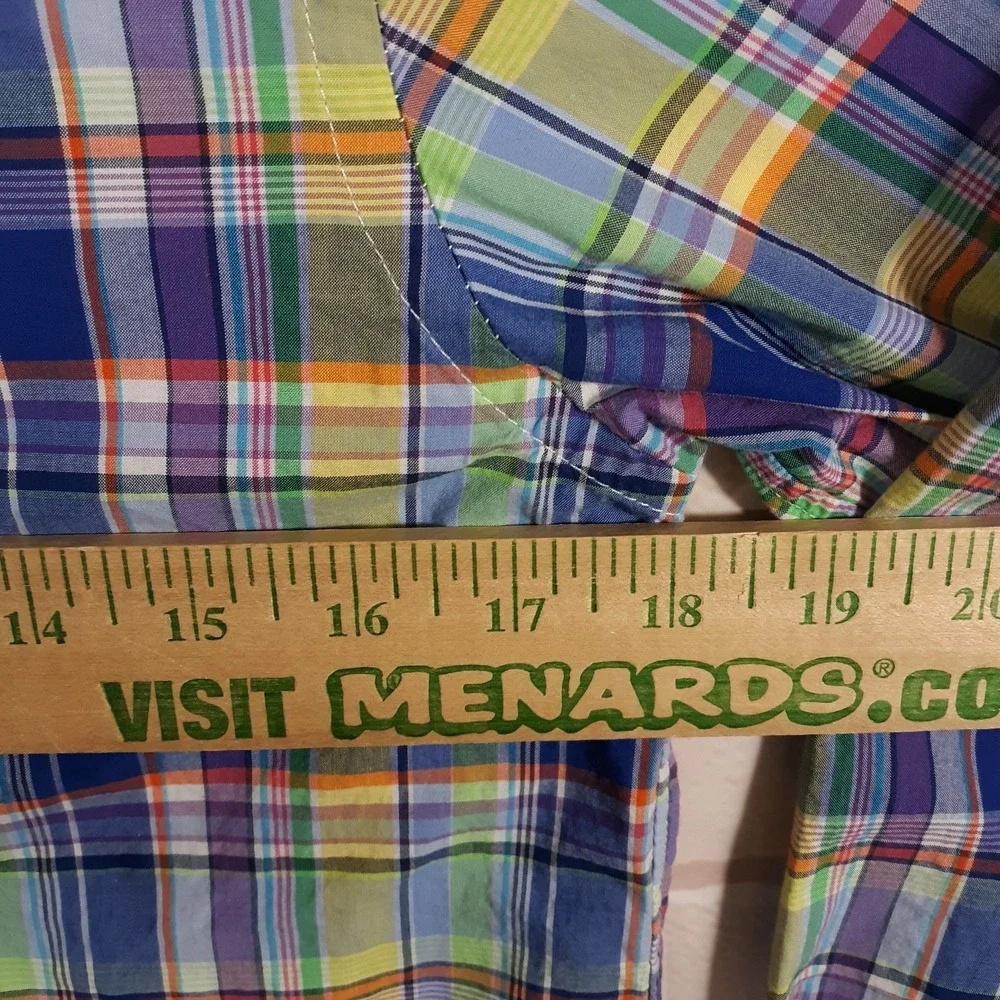 Ralph Lauren Shirt Boys Kids Size L 14-16 Blue Plaid Button Down Small Pony